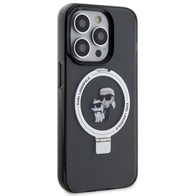 4. Etui Karl Lagerfeld Ring Stand Karl&Choupettte MagSafe do iPhone 15 Pro - czarne
