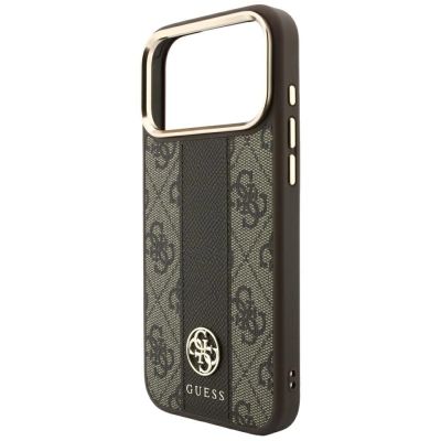 6. Etui Guess 4G with Stripe Round and Classic Logos MagSafe na iPhone 17 Pro / 18 Pro - brązowe