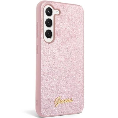3. Etui Guess Glitter Script na Samsung Galaxy S23+ - różowe