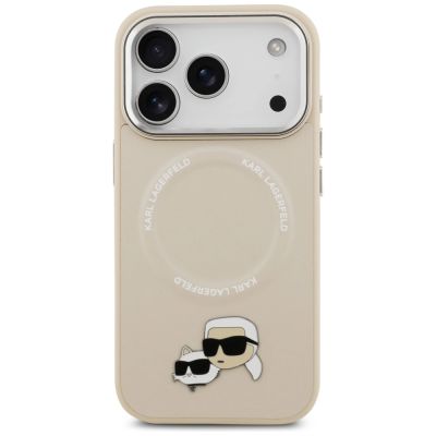 3. Etui Karl Lagerfeld Karl & Choupette Pins MagSafe do iPhone 17 Pro - beżowe