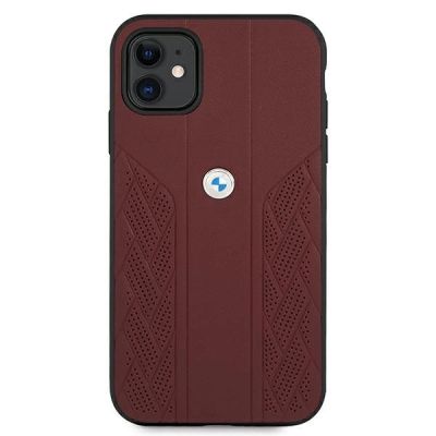 3. Etui BMW Leather Curve Perforate na iPhone 11 / Xr - czerwone