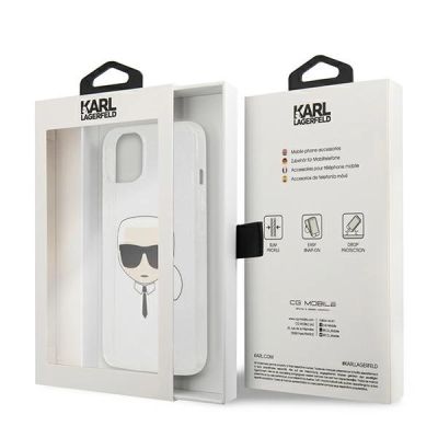 8. Etui Karl Lagerfeld Glitter Karl's Head na iPhone 13 mini - srebrne