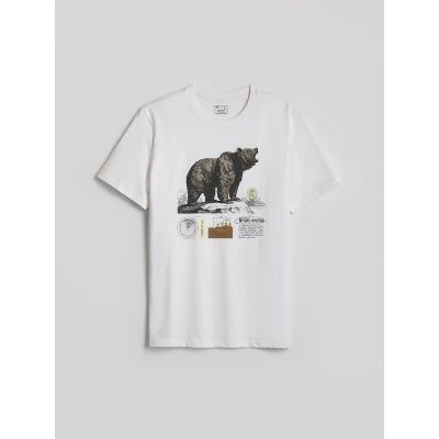 6. T-shirt regular z nadrukiem męski 4F 4FKAW26TTSHM4473-11S