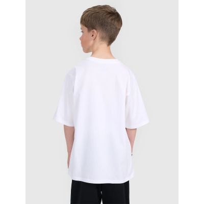 2. T-shirt oversize z nadrukiem chłopięcy 4F 4FJRAW25TTSHM3065-10S