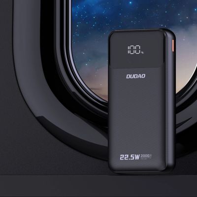 6. Powerbank Dudao K15Pro 20000mAh 22.5W PD USB-C / USB-A / wbudowane kable Lightning i USB-C - czarny