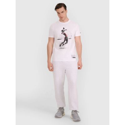 3. T-shirt regular z nadrukiem siatkarskim męski 4F 4FRAW25TTSHM3318-10S