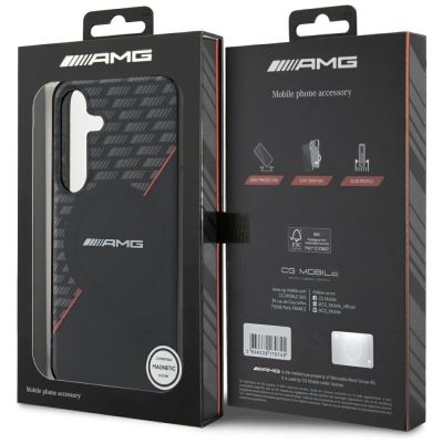 8. Etui AMG Double Layer Rhombs MagSafe na Samsung Galaxy S25 - czarno-czerwone