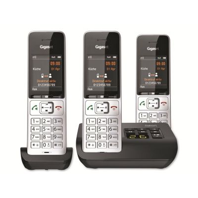 21. Telefon bezprzewodowy Gigaset 500A Comfort Trio - Automatyczna sekretarka - ECO DECT\GAP\CAT-iq - Srebrny + 2 dodatkowe słuchawki