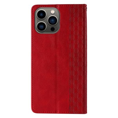 6. Magnet Strap Case etui iPhone 14 Pro pokrowiec z klapką portfel mini smycz podstawka czerwone
