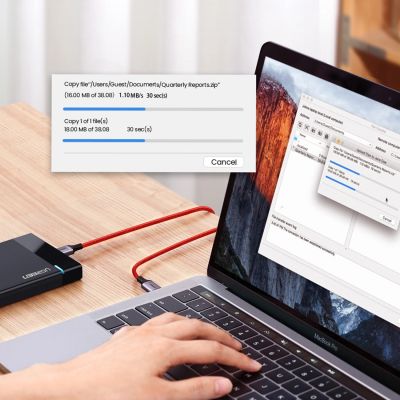 10. Kabel Ugreen US294 USB-C - USB-C 3A 480Mb/s 1m - czerwony
