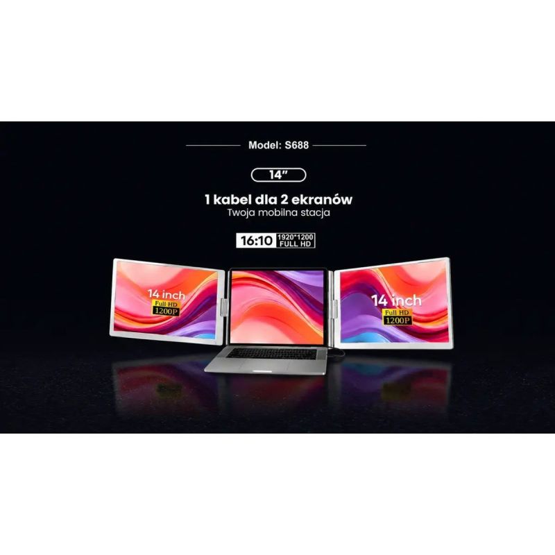 23. EXTRALINK SMART LIFE 14" 2-SCREEN MONITOR FOR LAPTOPS 12" TO 17.3"