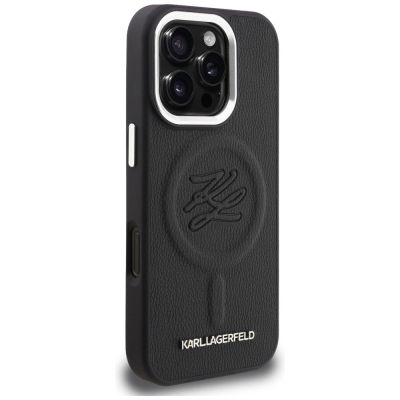 4. Etui Karl Lagerfeld Initial & Metal Logo MagSafe na iPhone 16 Pro - czarne