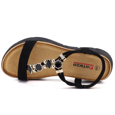 3. Sandały damskie na koturnie czarne Artiker 58C0007