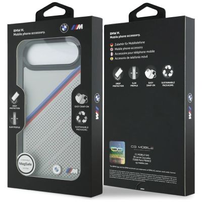 8. Etui BMW M Tricolor Metal Logo MagSafe do iPhone 17 Air - szare
