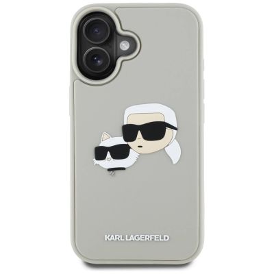 3. Etui Karl Lagerfeld HC 3D Rubber Double Heads na iPhone 16 - beżowe