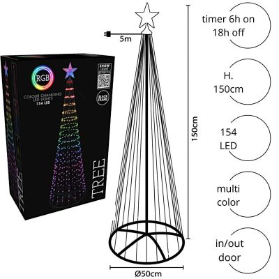 26. CHOINKA DEKORACYJNA 154LED RGB 150CM BLACK