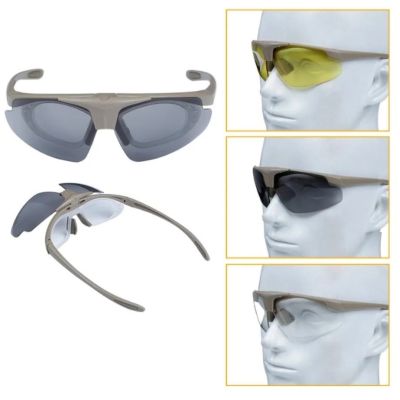 3. Okulary strzeleckie Wosport Tan - 3 wymienne wizjery, pasek