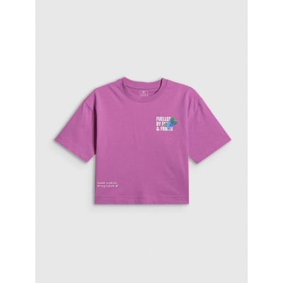 7. T-shirt loose z nadrukiem dziewczęc 4F 4FJRSS26TTSHF3827-51S