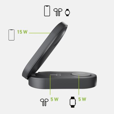 4. Stacja ładująca SBS składana 3w1 bezprzewodowa QI2 MFI - Made for iPhone - czarna