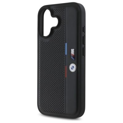 6. Etui BMW M Perforated Tricolor Detail Line na iPhone 16 - czarne