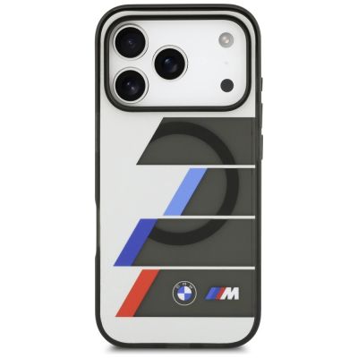 3. Etui BMW M IML Metal Buttons Tricolor Lines MagSafe na iPhone 17 Pro Max - szare