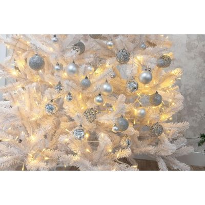 9. BOMBKA DEKORACYJNA PLASTIKOWA 6CM SET 35 SZT SREBRNA