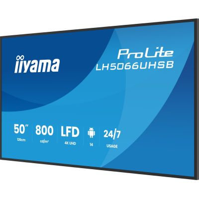 7. iiyama LH5066UHSB-B1AG signage display Płaski panel Digital Signage 127 cm (50") LCD Wi-Fi 800 cd/m2 4K Ultra HD Czarny Procesor wbudowany Android 24/7