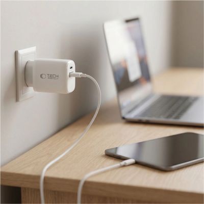 5. Ładowarka sieciowa Tech-Protect NCA65W-GAN 2-Porty PD 65W / QC3.0 2 - biała