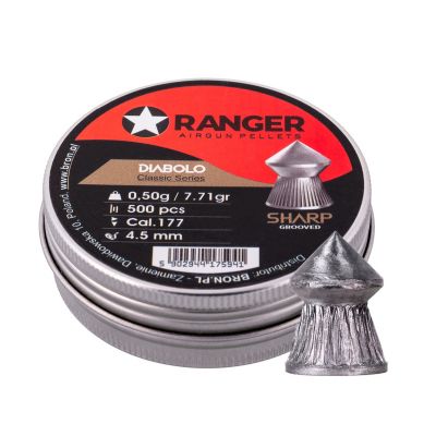 4. Śrut 4,5 mm RANGER Diabolo Classic Sharp Grooved szpic molet. 500 szt. 0,50 g