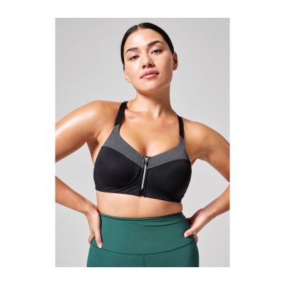7. Stanik treningowy CASALL Front Zip Sports Bra szary