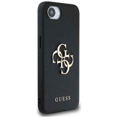 4. Etui Guess PU Grained 4G Metal Logo na iPhone 16e - czarne