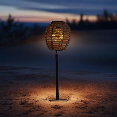 7. LAMPA SOLARNA KULA RATTAN BRĄZOWA PROGARDEN
