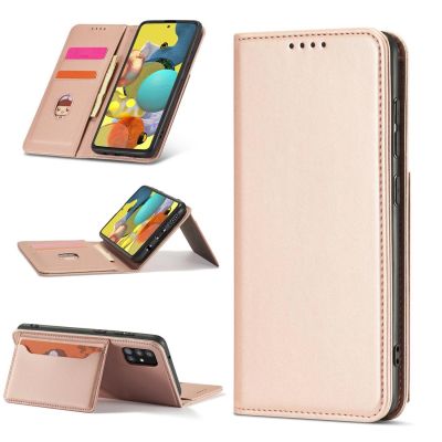 3. Magnet Card Case etui do Samsung Galaxy A12 5G pokrowiec portfel na karty kartę podstawka różowy