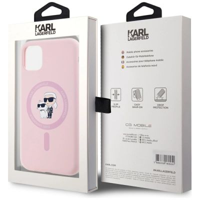 8. Etui Karl Lagerfeld Silicone Karl&Choupette MagSafe na iPhone 11 - różowe