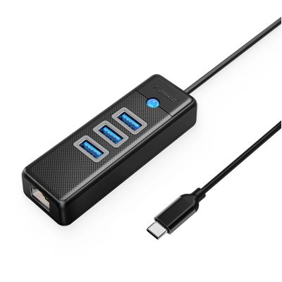 Hub USB Orico PW3UR25-C3 4-portowy 3x USB-A 3.0 1x RJ45 2.5G Ethernet 0,5 m - czarny