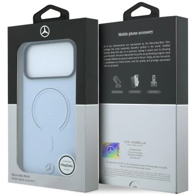 8. Etui Mercedes Leather 3D MagSafe do iPhone 18 Pro Max / 17 Pro Max - niebieske