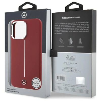 8. Etui Mercedes Silicone White Stripe MagSafe na iPhone 16 Pro Max - czerwone