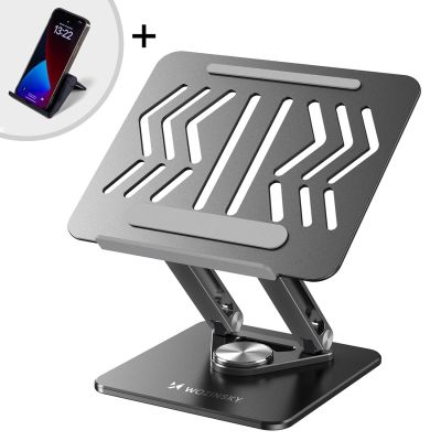 4. Podstawka pod laptopa, tablet Wozinsky WRS-CPY84SB 360 aluminiowa + Gratis! podstawka do smartfona - czarna