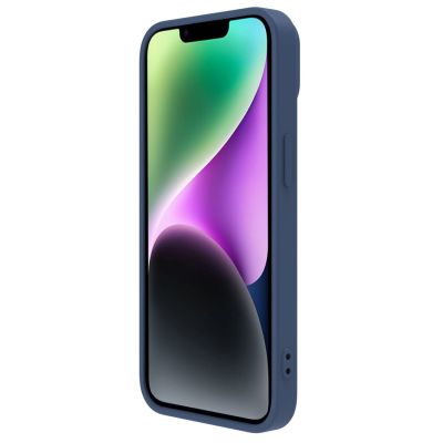 4. Nillkin CamShield Silky Silicone Case etui iPhone 14 Plus pokrowiec z osłoną na aparat niebieski