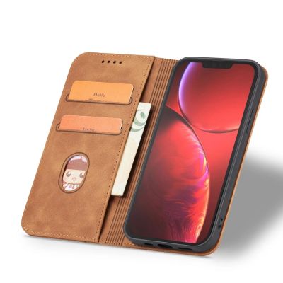 7. Magnet Fancy Case etui do iPhone 13 Pro Max pokrowiec portfel na karty kartę podstawka brązowy