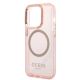 6. Etui Guess Gold Outline Translucent MagSafe na iPhone 14 Pro - różowe