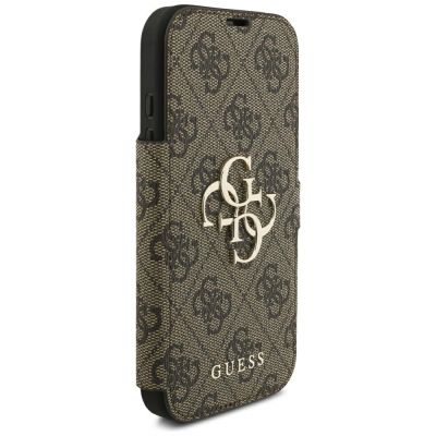 4. Etui Guess Book 4G Metal Logo na iPhone 18 Pro / 17 Pro - brązowe