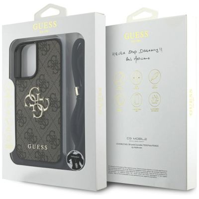 7. Etui Guess 4G Big Logo Cord Stap Crossbody do iPhone 16 Plus brązowy