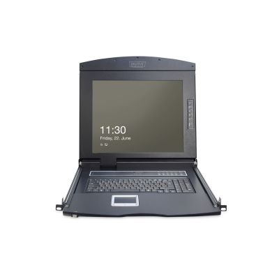 4. Digitus Konsola modułowa z monitorem TFT o przekątnej 17” (43,2 cm), 8-portowym przełącznikiem KVM & touchpadem, klawiatura amerykańska