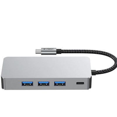 4. Adapter Tech-Protect HB05 HUB 9w1 USB-C + USB2.0 + USB3.0 + HDMI 4K 60HZ + SD / TF + PD100W + RJ45 - szary