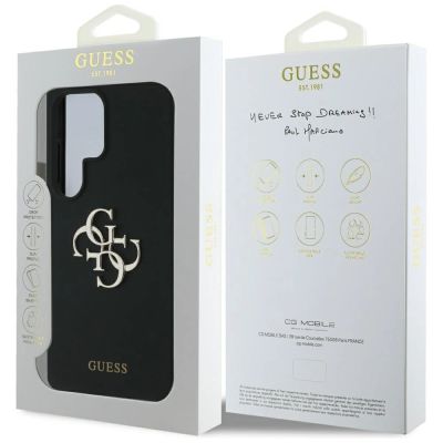 8. Etui Guess Silicone Big 4G Logo Bottom Script na Samsung Galaxy S25 Ultra - czarne