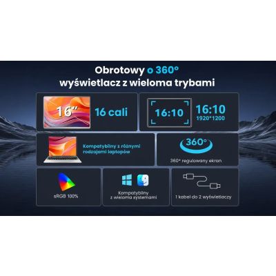 16. 16" 2-ekranowy monitor do laptopów 12" do 18.5" EXTRALINK SMART LIFE