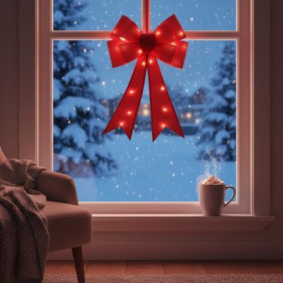 12. KOKARDA DEKORACYJNA 60CM CZERWONA 25 LED