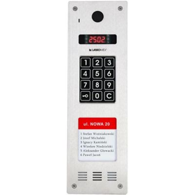 Laskomex CP-2533NR-040 Wąski panel audio pionowy, ze stali nierdzewnej, z czytnikiem RFID i DŁUŻSZĄ listą lokatorów (kompatybilny z modułem KAM3-1)