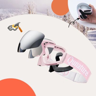 6. Qunature Pink Children's skiing goggles (medium/large children's version)